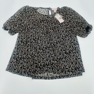 Philosophy puff sleeve blouse with leaves/floral  print - size medium